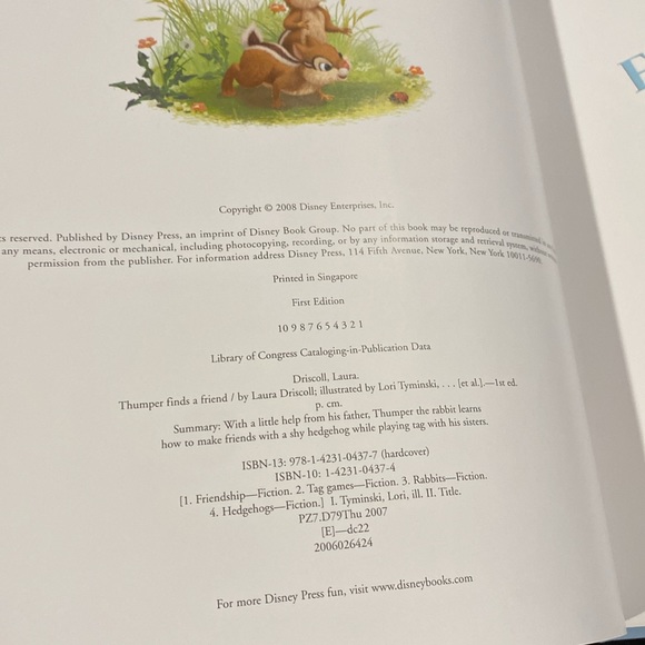 Disney Bunnies: Thumper Finds A Friend - Hardcover Children’s Book - Picture 4 of 11